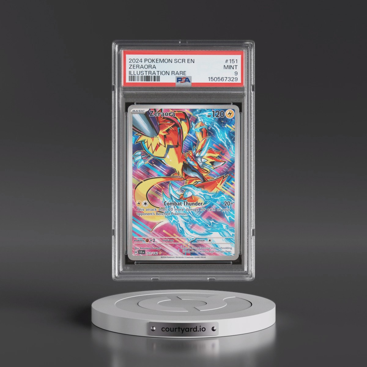 2024 Pokémon Scr EN-Stellar Crown #151 Zeraora - Illustration Rare (PSA 9 MINT)