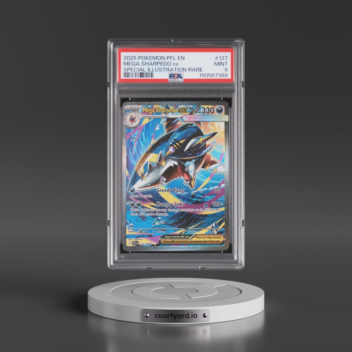 2025 Pokémon Pfl EN-Phantasmal Flames #127 Mega Sharpedo EX - Holo Special Illustration Rare (PSA 9 MINT)