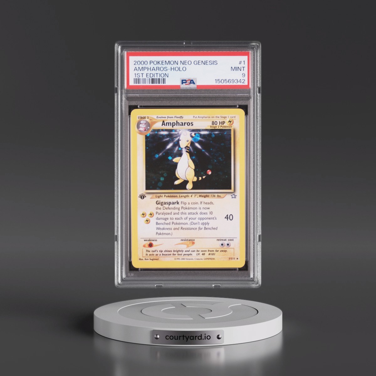 2000 Pokémon Neo Genesis Ampharos - 1st Edition Holo #1 PSA 9