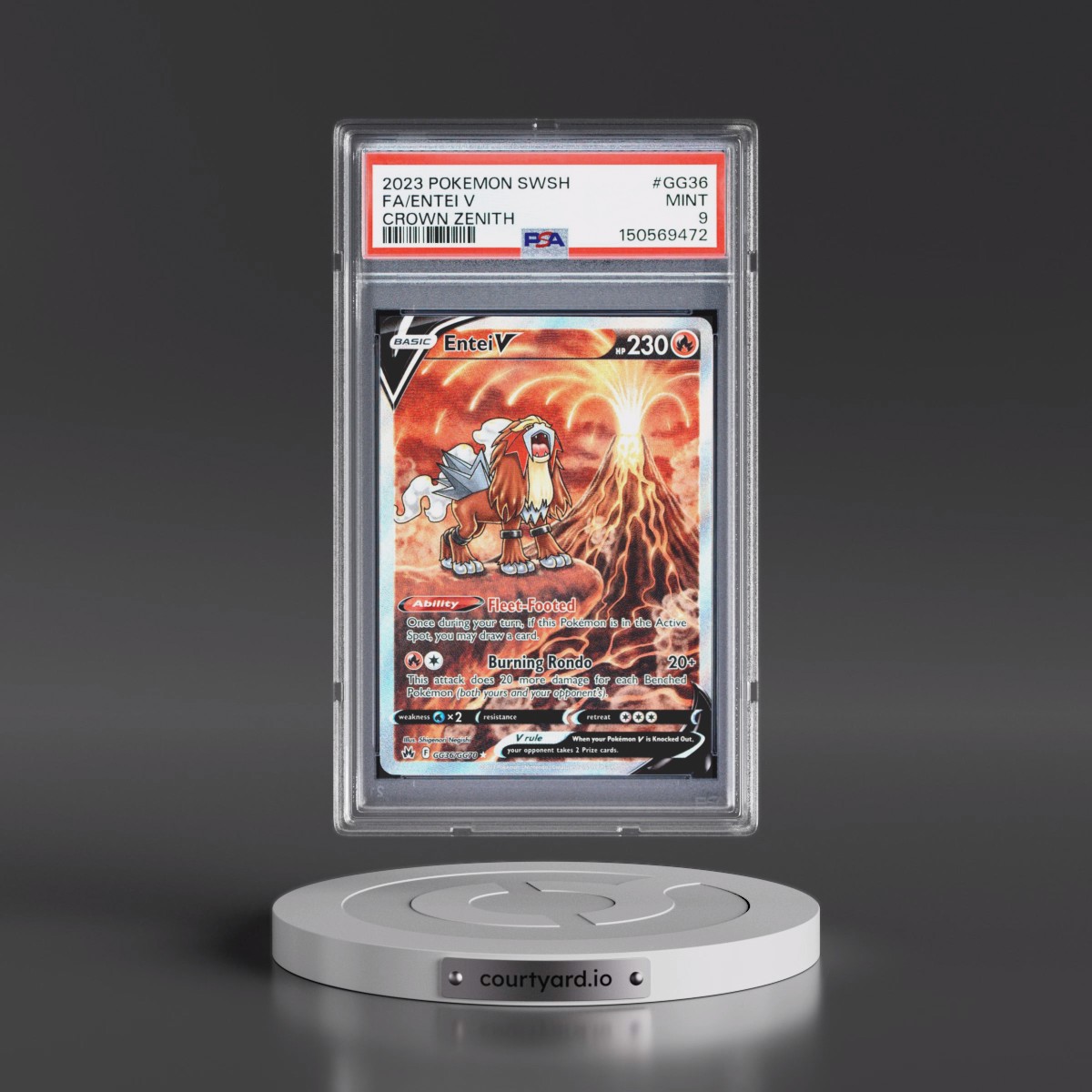 2023 Pokémon Sword and Shield Crown Zenith #GG36 Entei V - Holo Full Art (PSA 9 MINT)