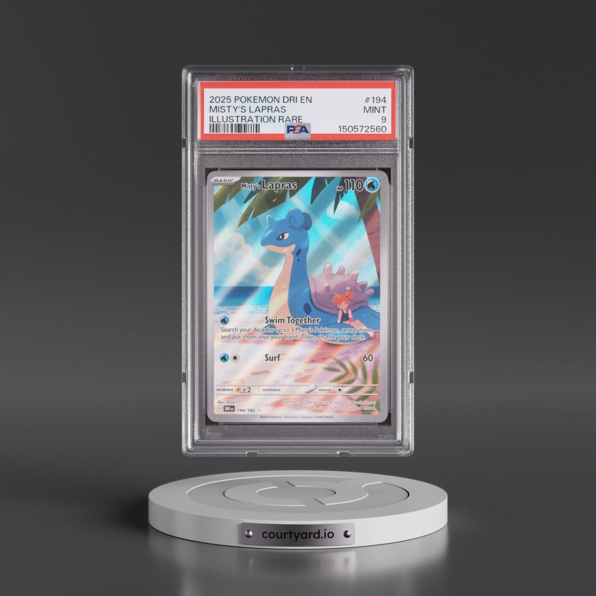 2025 Pokémon Dri EN-Destined Rivals #194 Misty's Lapras - Illustration Rare (PSA 9 MINT)