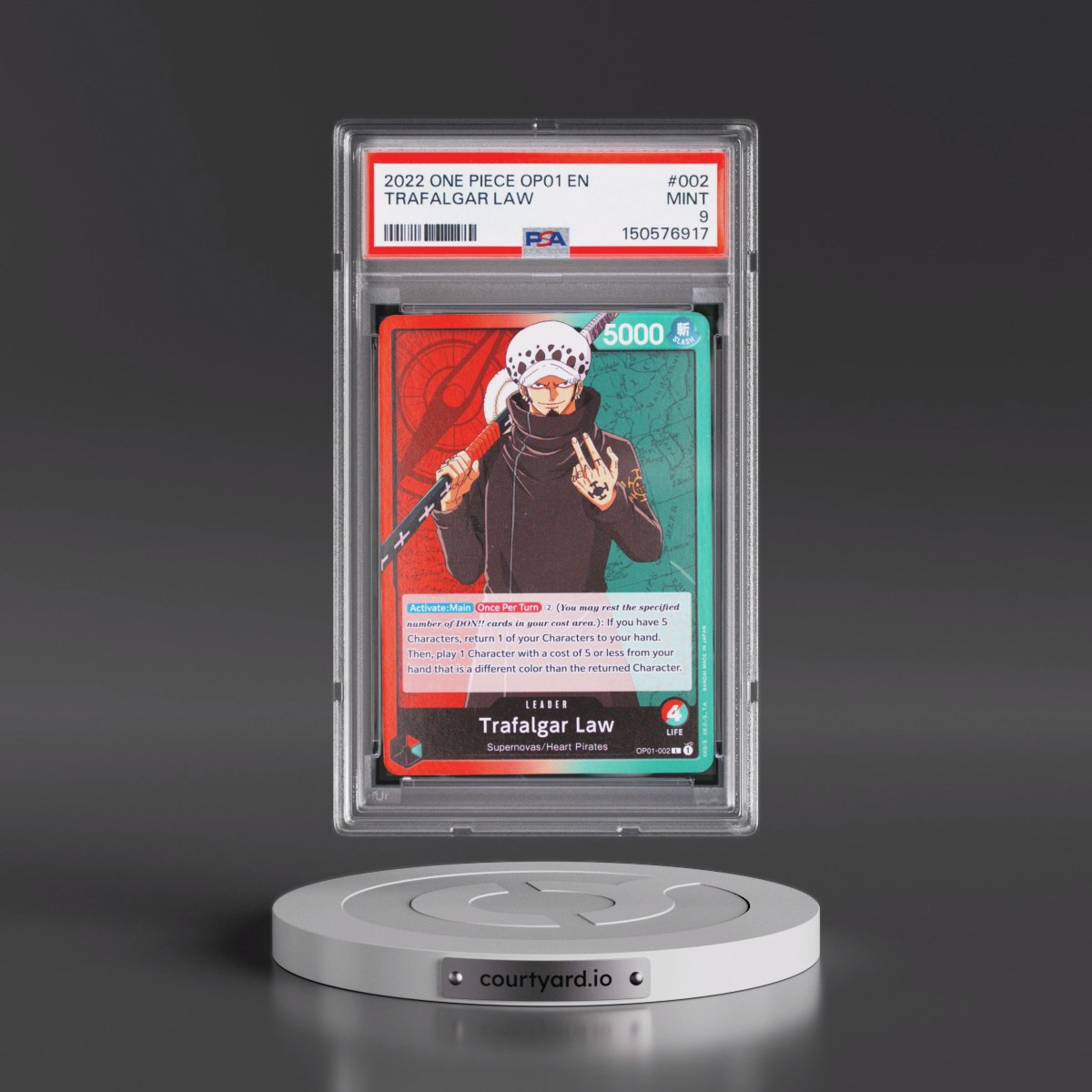 2022 One Piece OP01-Romance Dawn Trafalgar Law #002 PSA 9