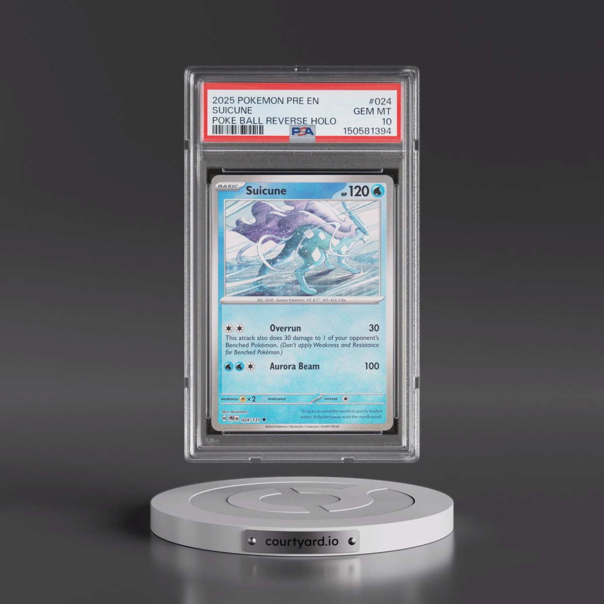 2025 Pokémon Pre EN-Prismatic Evolutions #024 Suicune - Reverse Holo Poke Ball (PSA 10 GEM MINT)