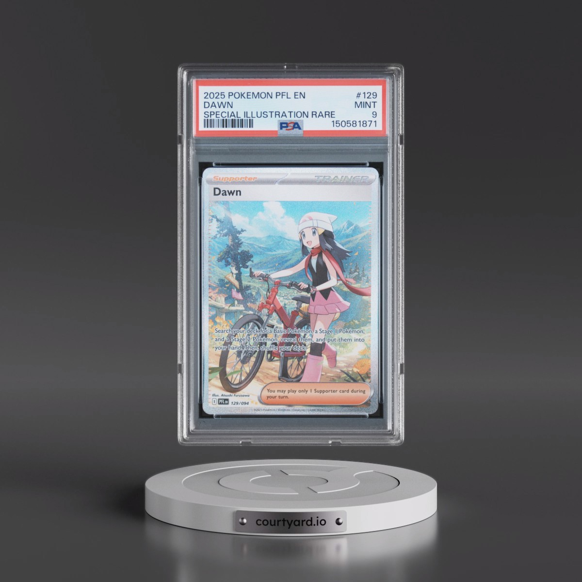 2025 Pokémon Pfl EN-Phantasmal Flames #129 Dawn - Special Illustration Rare (PSA 9 MINT)