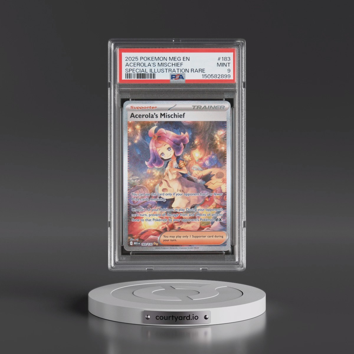 2025 Pokémon Meg EN-Mega Evolution #183 Acerola's Mischief - Special Illustration Rare (PSA 9 MINT)