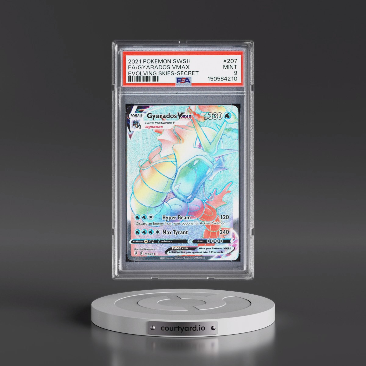 2021 Pokémon Sword & Shield Evolving Skies #207 Gyarados Vmax - Full Art Secret (PSA 9 MINT)