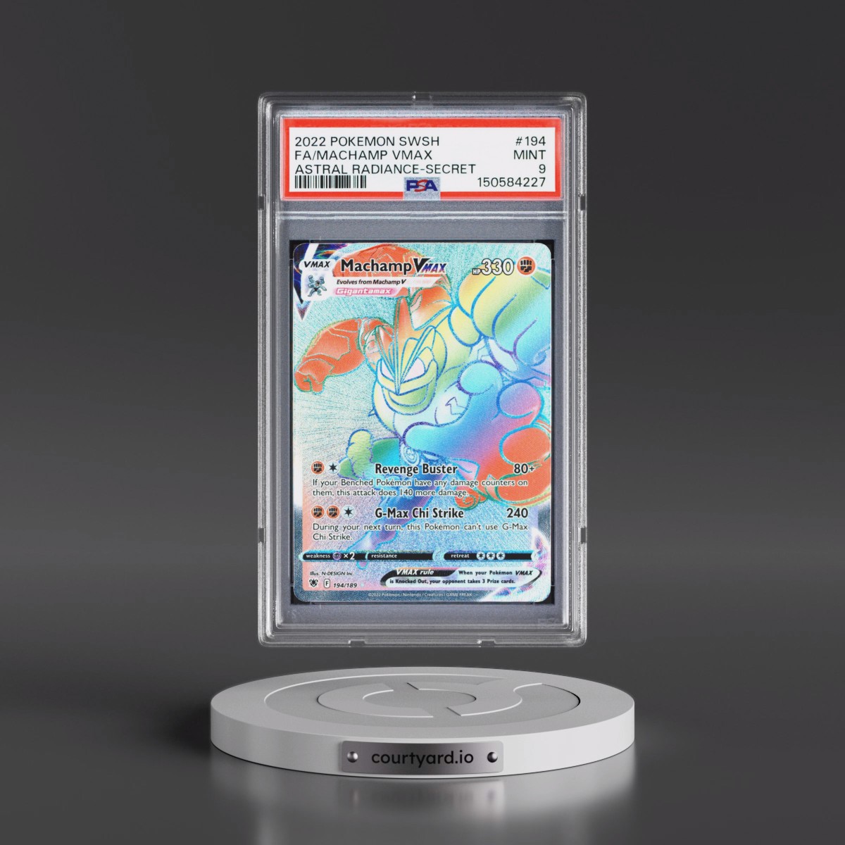 2022 Pokémon Sword & Shield Astral Radiance #194 Machamp Vmax - Full Art Secret (PSA 9 MINT)