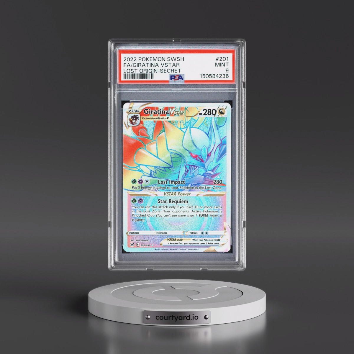 2022 Pokémon Sword & Shield Lost Origin #201 Giratina Vstar - Full Art Secret (PSA 9 MINT)