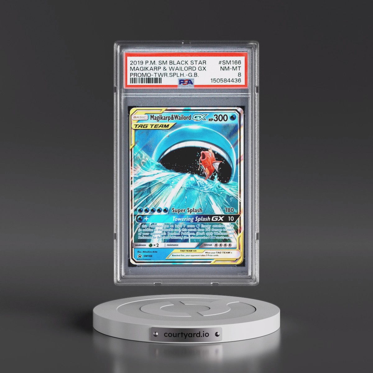 2019 Pokémon SM Black Star Promo #SM166 Magikarp & Wailord GX - Holo Towering Splash-GX Box (PSA 8 NM-MT)