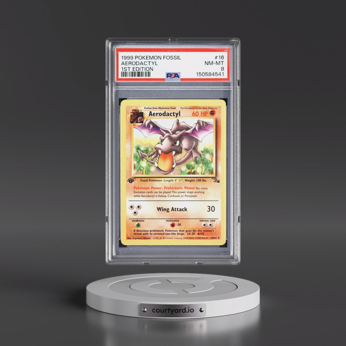 1999 Pokémon Fossil #16 Aerodactyl - 1st Edition (PSA 8 NM-MT)