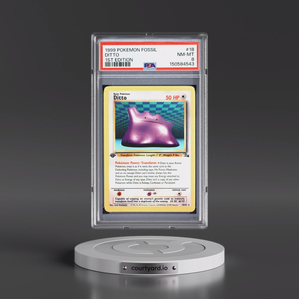1999 Pokémon Fossil #18 Ditto - 1st Edition (PSA 8 NM-MT)