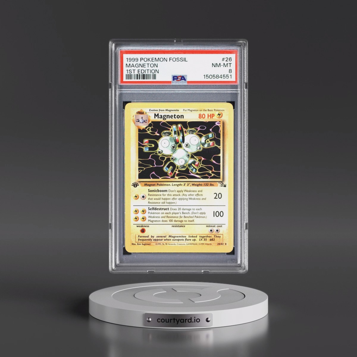 1999 Pokémon Fossil #26 Magneton - 1st Edition (PSA 8 NM-MT)