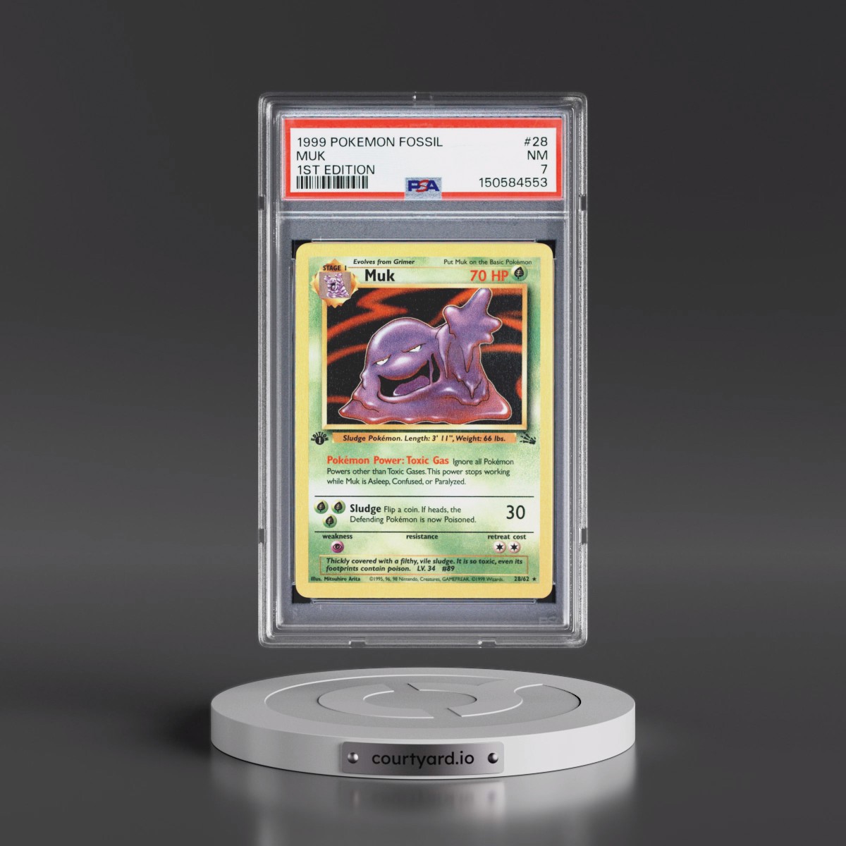 1999 Pokémon Fossil #28 Muk - 1st Edition (PSA 7 NM)
