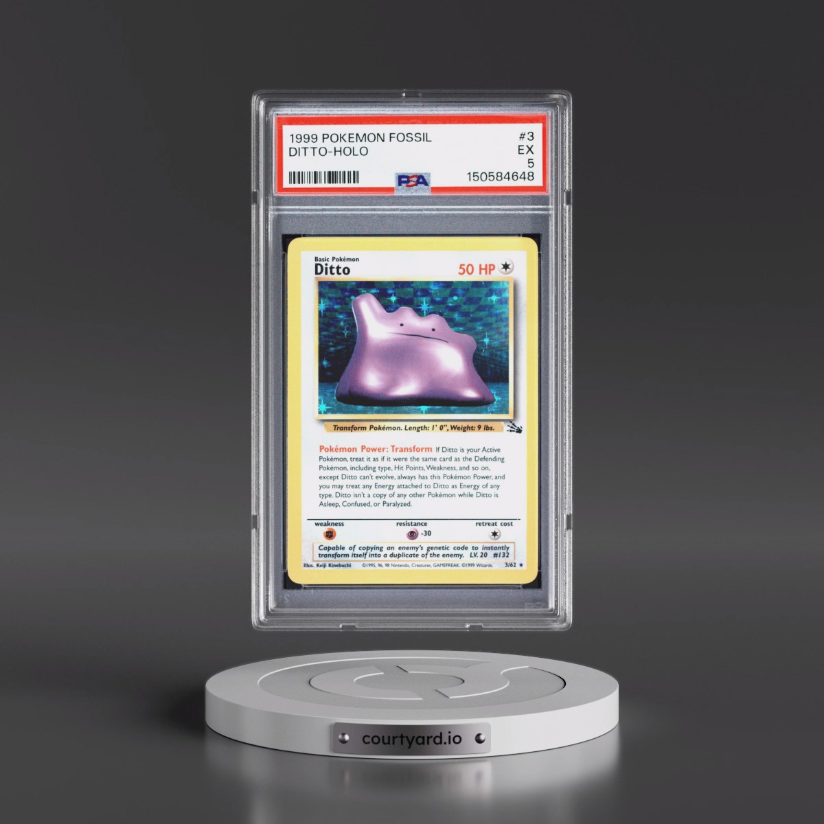 1999 Pokémon Fossil #3 Ditto - Holo (PSA 5 EX)