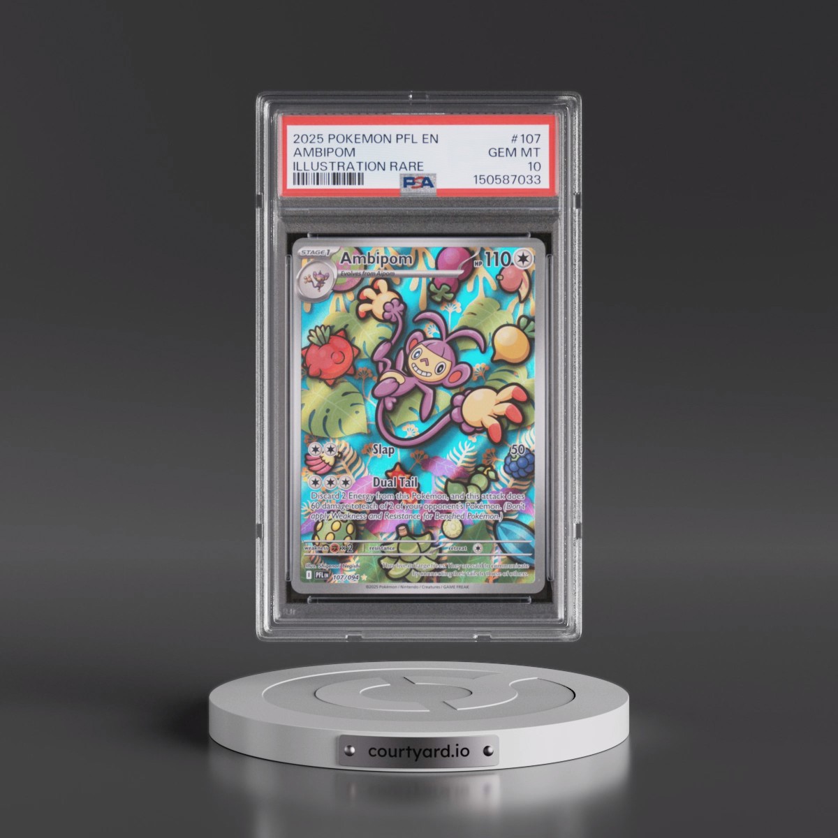 2025 Pokémon Pfl EN-Phantasmal Flames #107 Ambipom - Illustration Rare (PSA 10 GEM MINT)