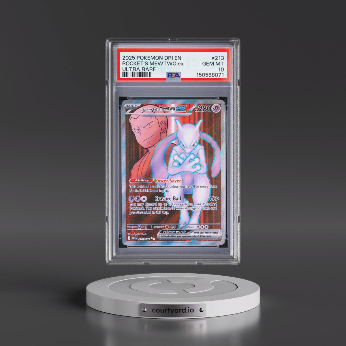 2025 Pokémon Dri EN-Destined Rivals #213 Team Rocket's Mewtwo EX - Holo Ultra Rare (PSA 10 GEM MINT)