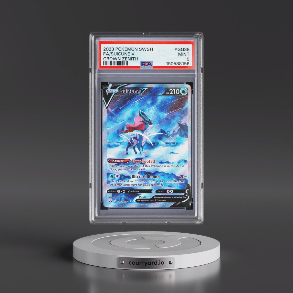 2023 Pokémon Sword and Shield Crown Zenith #GG38 Suicune V - Holo Full Art (PSA 9 MINT)