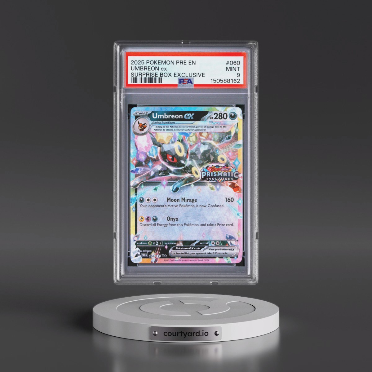 2025 Pokémon Pre EN-Prismatic Evolutions #060 Umbreon EX - Holo Surprise Box Exclusive (PSA 9 MINT)