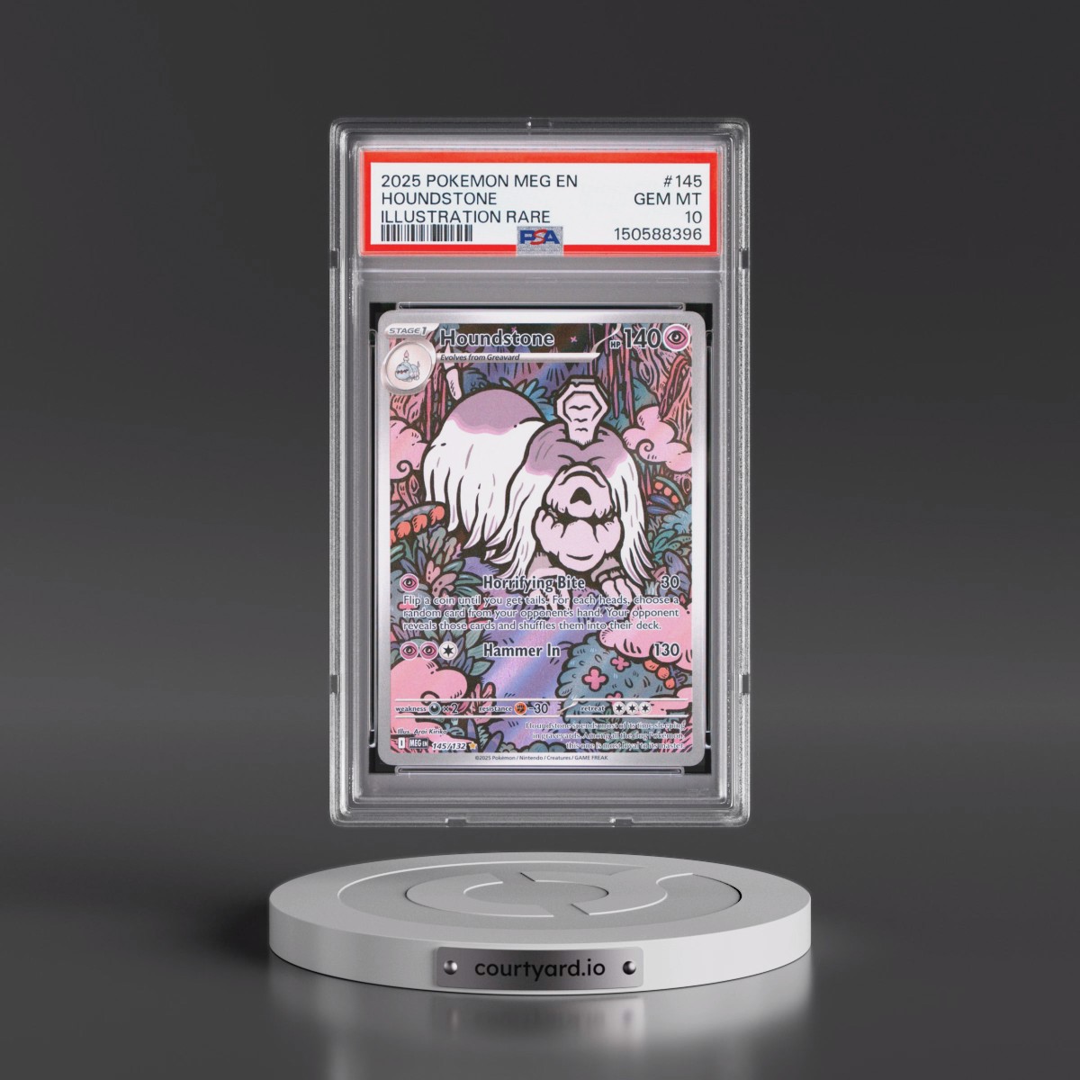 2025 Pokémon Meg EN-Mega Evolution #145 Houndstone - Illustration Rare (PSA 10 GEM MINT)