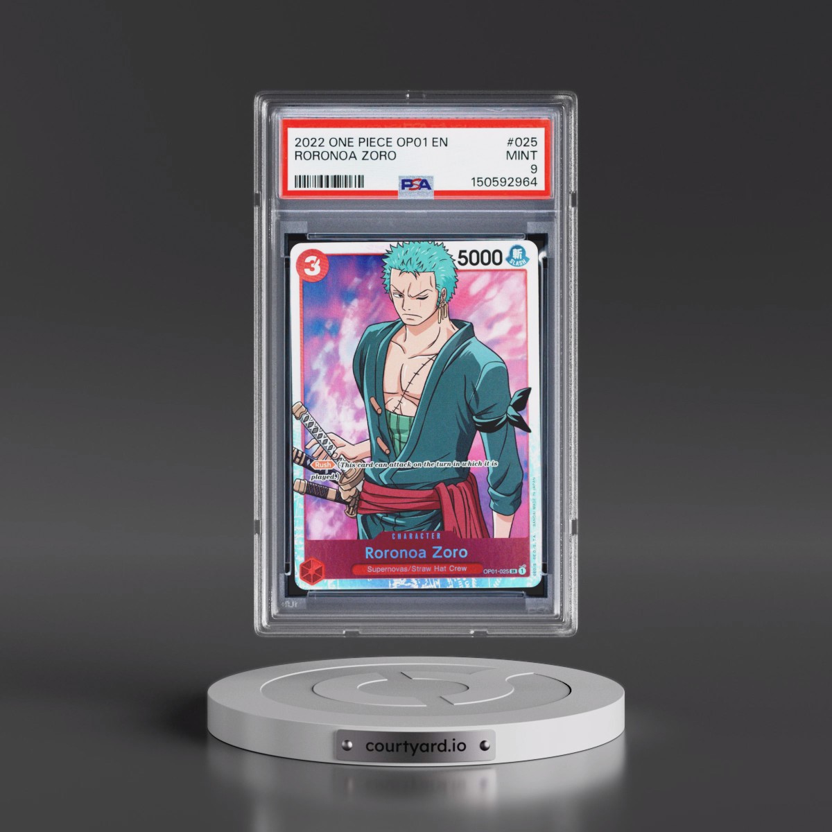 2022 One Piece OP01-Romance Dawn #025 Roronoa Zoro (PSA 9 MINT)