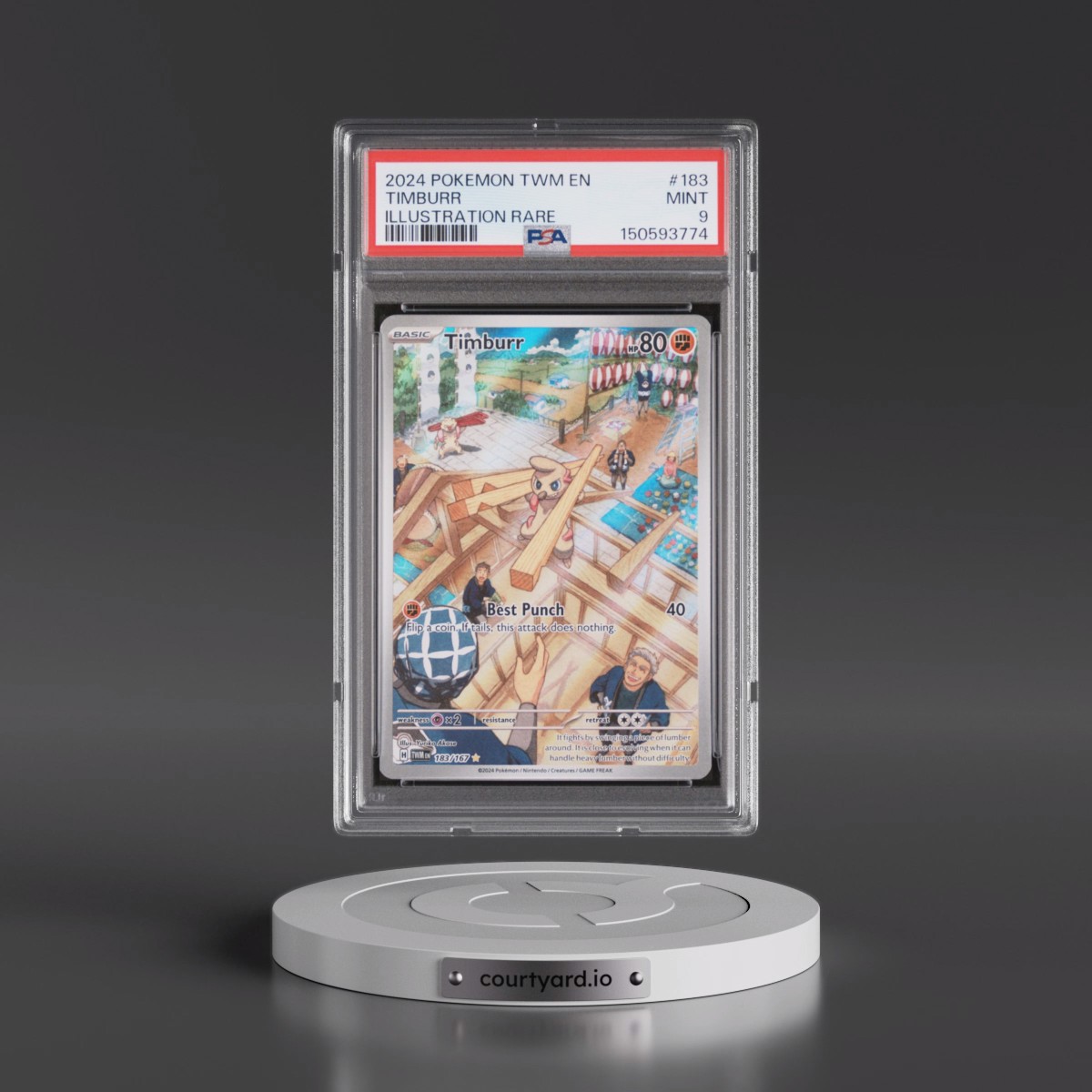 2024 Pokémon Twm EN-Twilight Masquerade #183 Timburr - Illustration Rare (PSA 9 MINT)