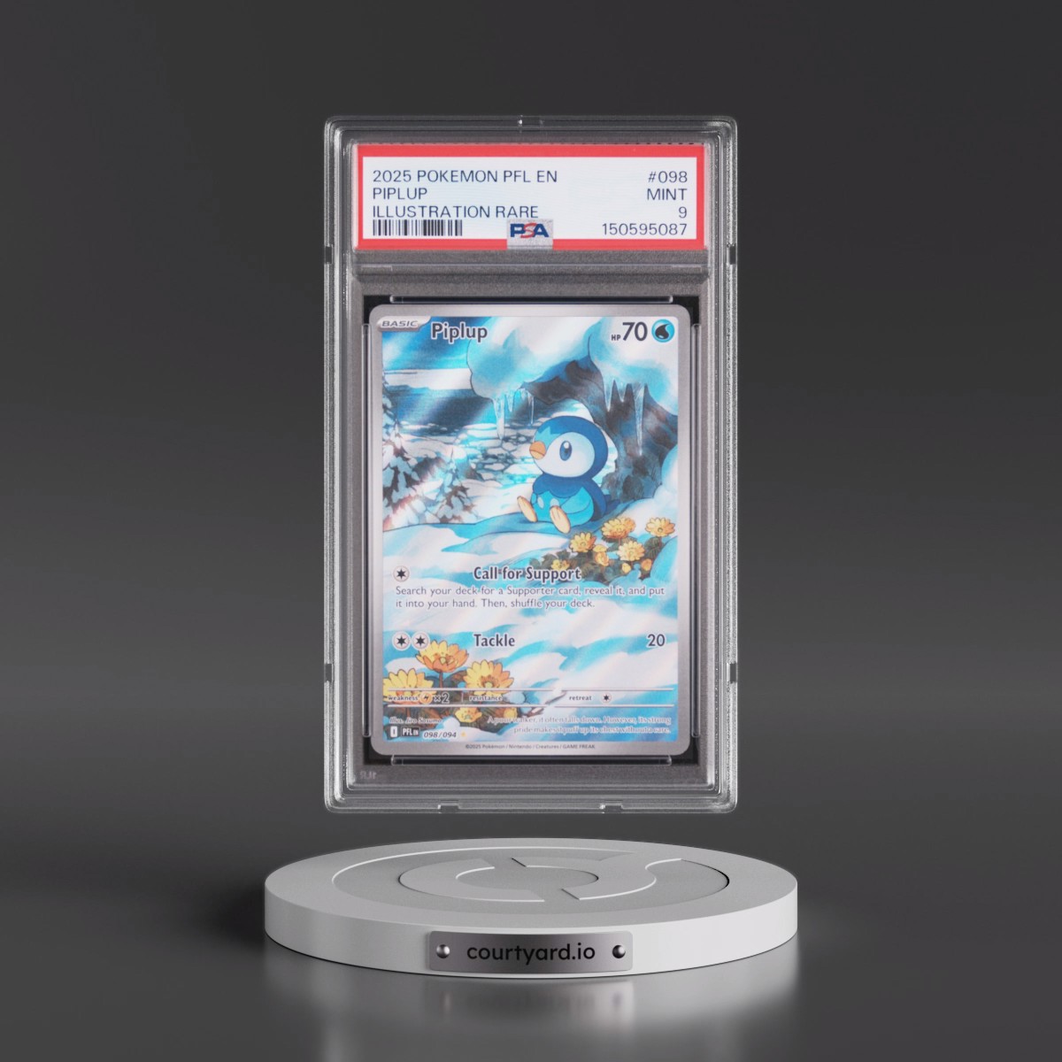 2025 Pokémon Pfl EN-Phantasmal Flames #098 Piplup - Illustration Rare (PSA 9 MINT)
