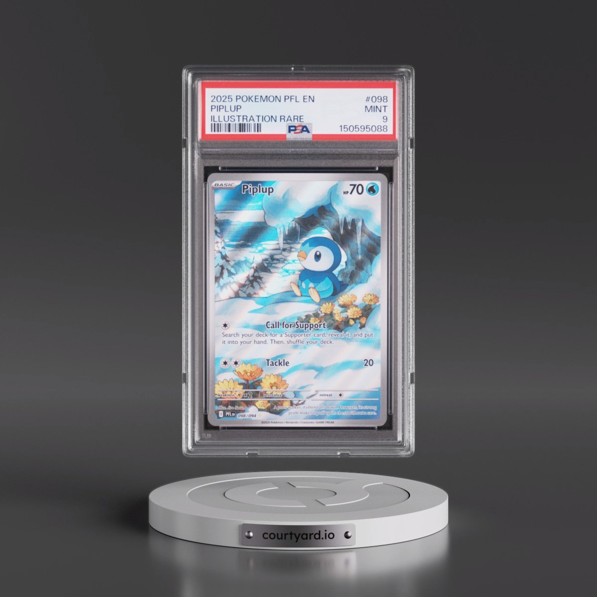 2025 Pokémon Pfl EN-Phantasmal Flames #098 Piplup - Illustration Rare (PSA 9 MINT)