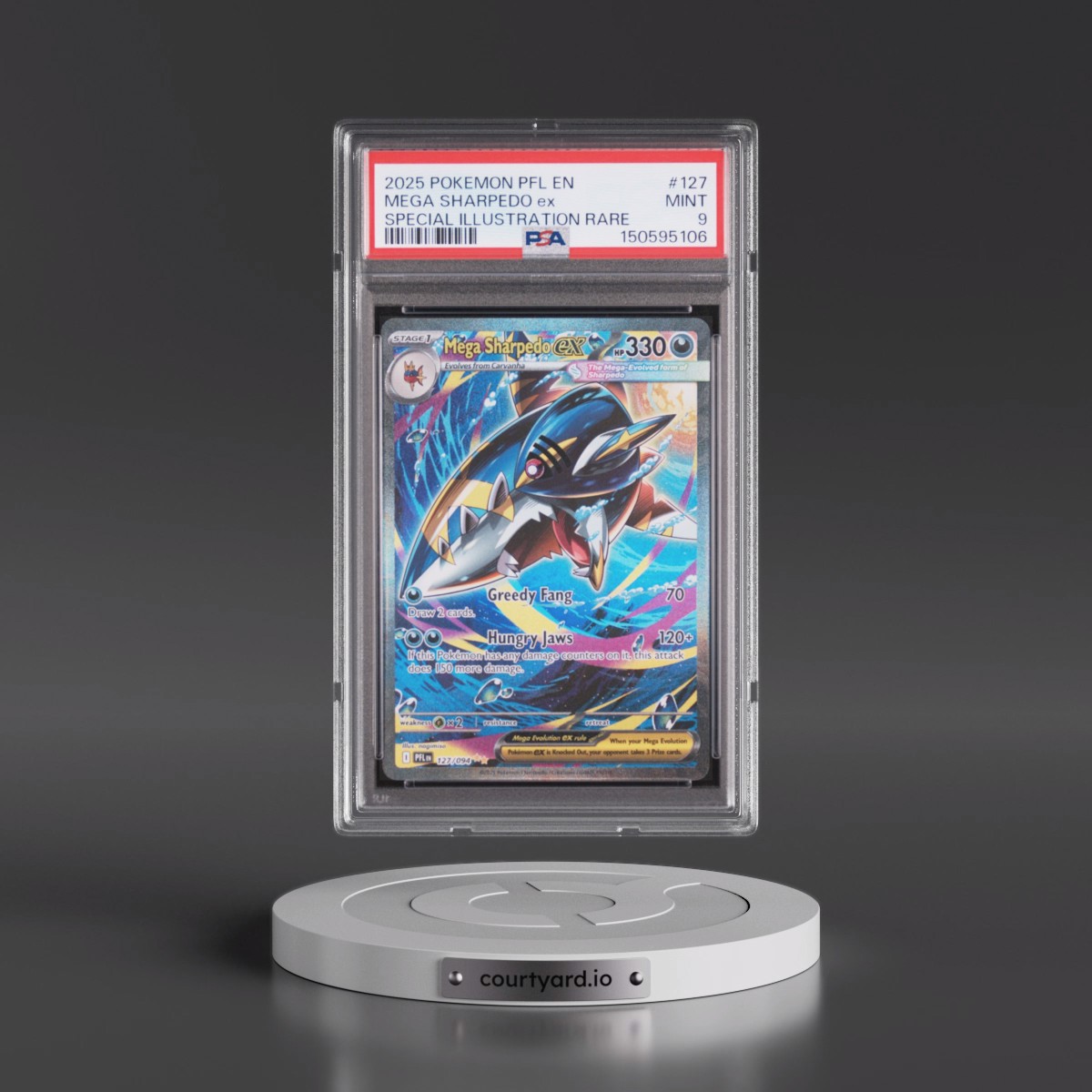 2025 Pokémon Pfl EN-Phantasmal Flames #127 Mega Sharpedo EX - Holo Special Illustration Rare (PSA 9 MINT)