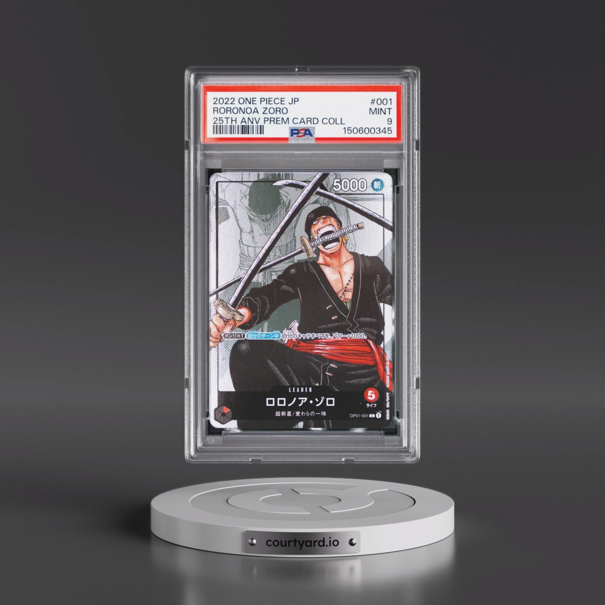 2022 One Piece Japanese 25th Anniversary Premium Card Collection #001 Roronoa Zoro (PSA 9 MINT)