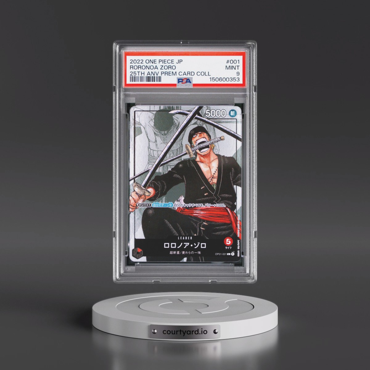 2022 One Piece Japanese 25th Anniversary Premium Card Collection #001 Roronoa Zoro (PSA 9 MINT)