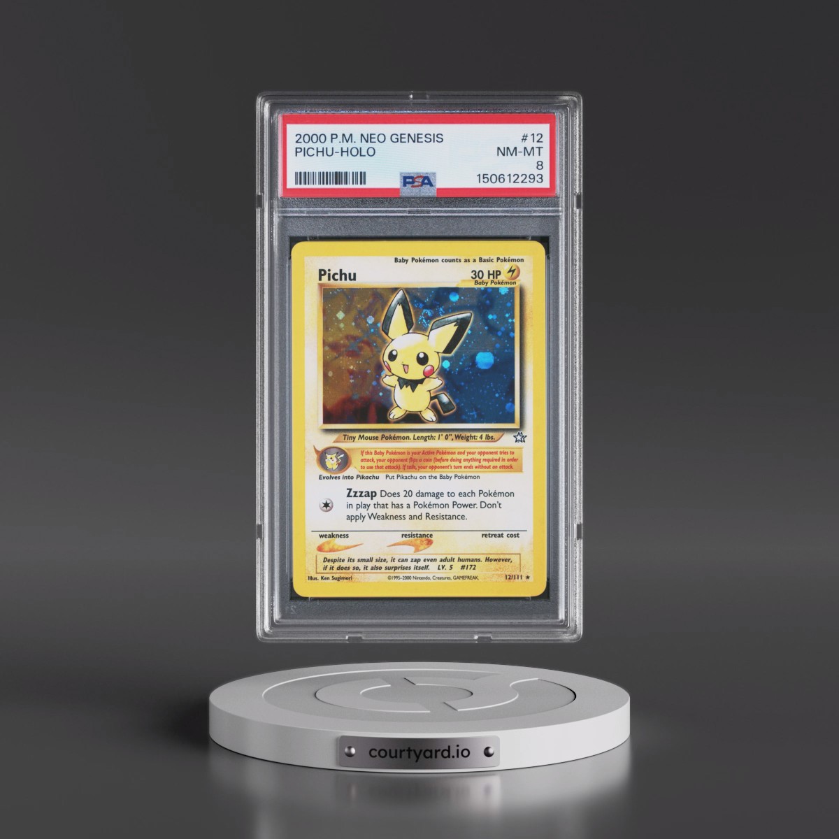 2000 Pokémon Neo Genesis #12 Pichu - Holo (PSA 8 NM-MT)