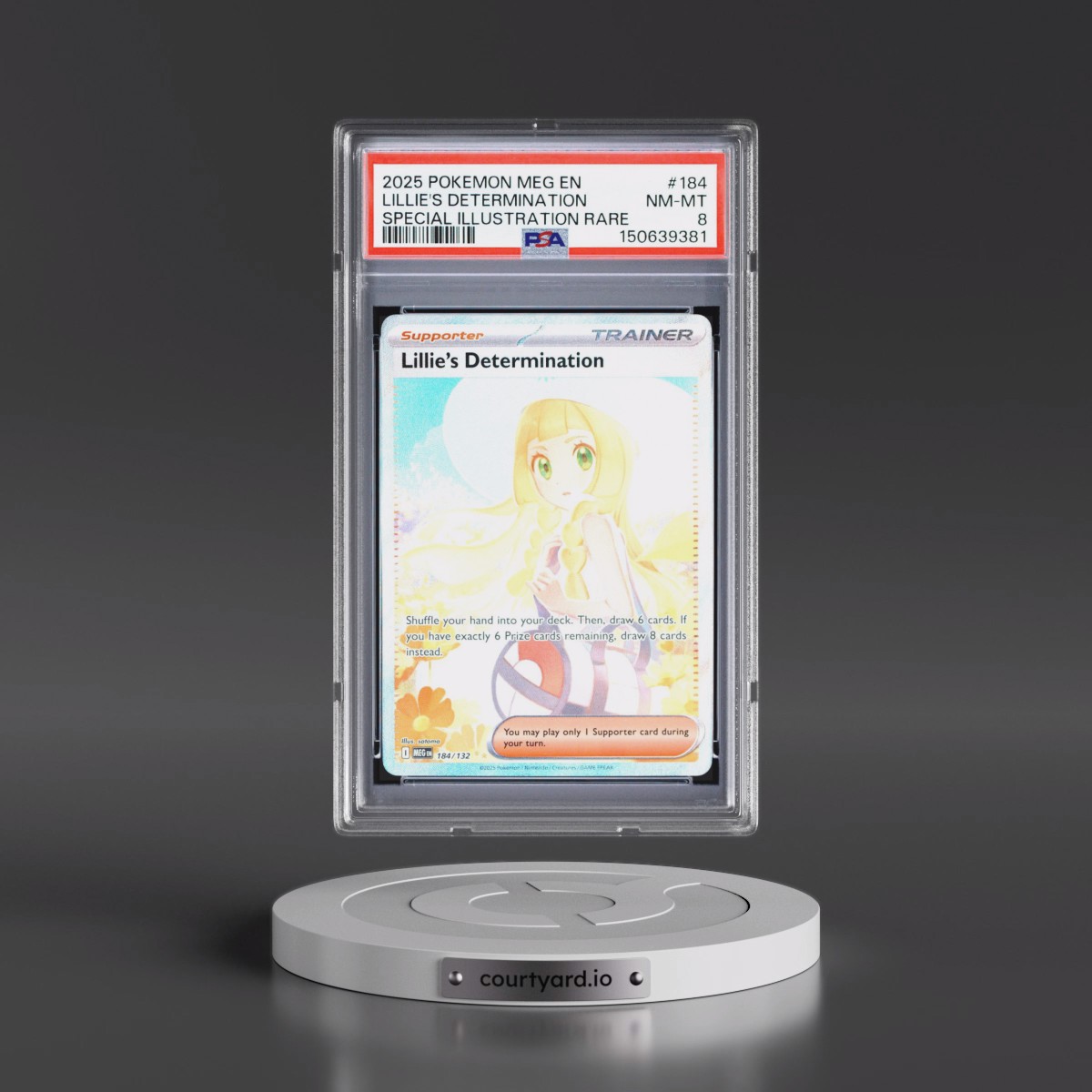 2025 Pokémon Meg EN-Mega Evolution #184 Lillie's Determination - Special Illustration Rare (PSA 8 NM-MT)