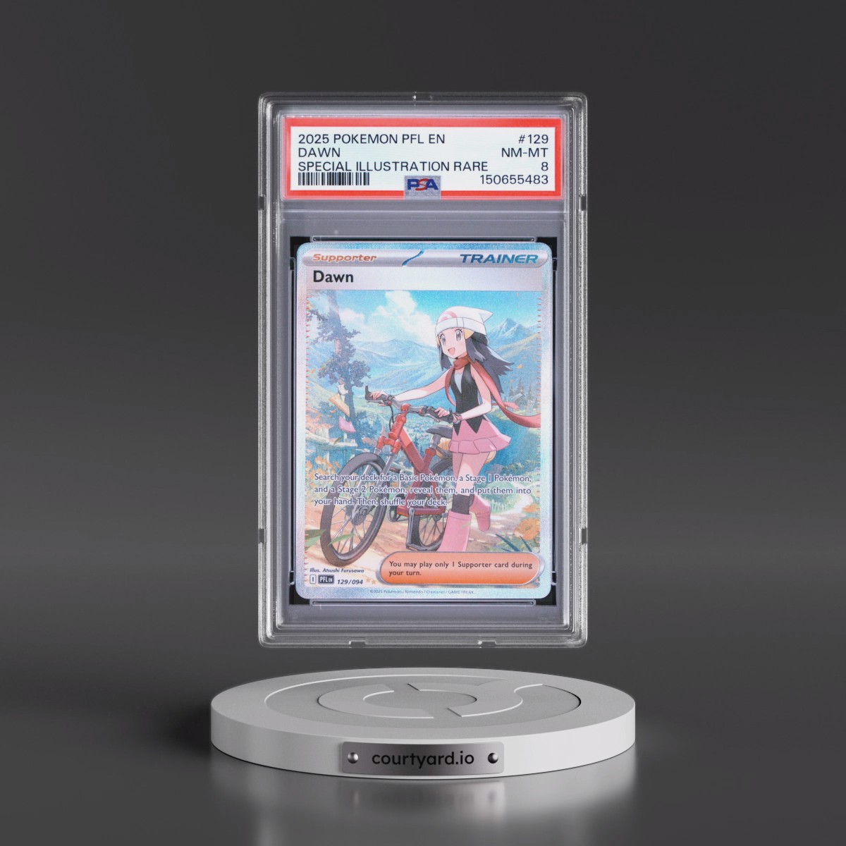 2025 Pokémon Pfl EN-Phantasmal Flames #129 Dawn - Special Illustration Rare (PSA 8 NM-MT)