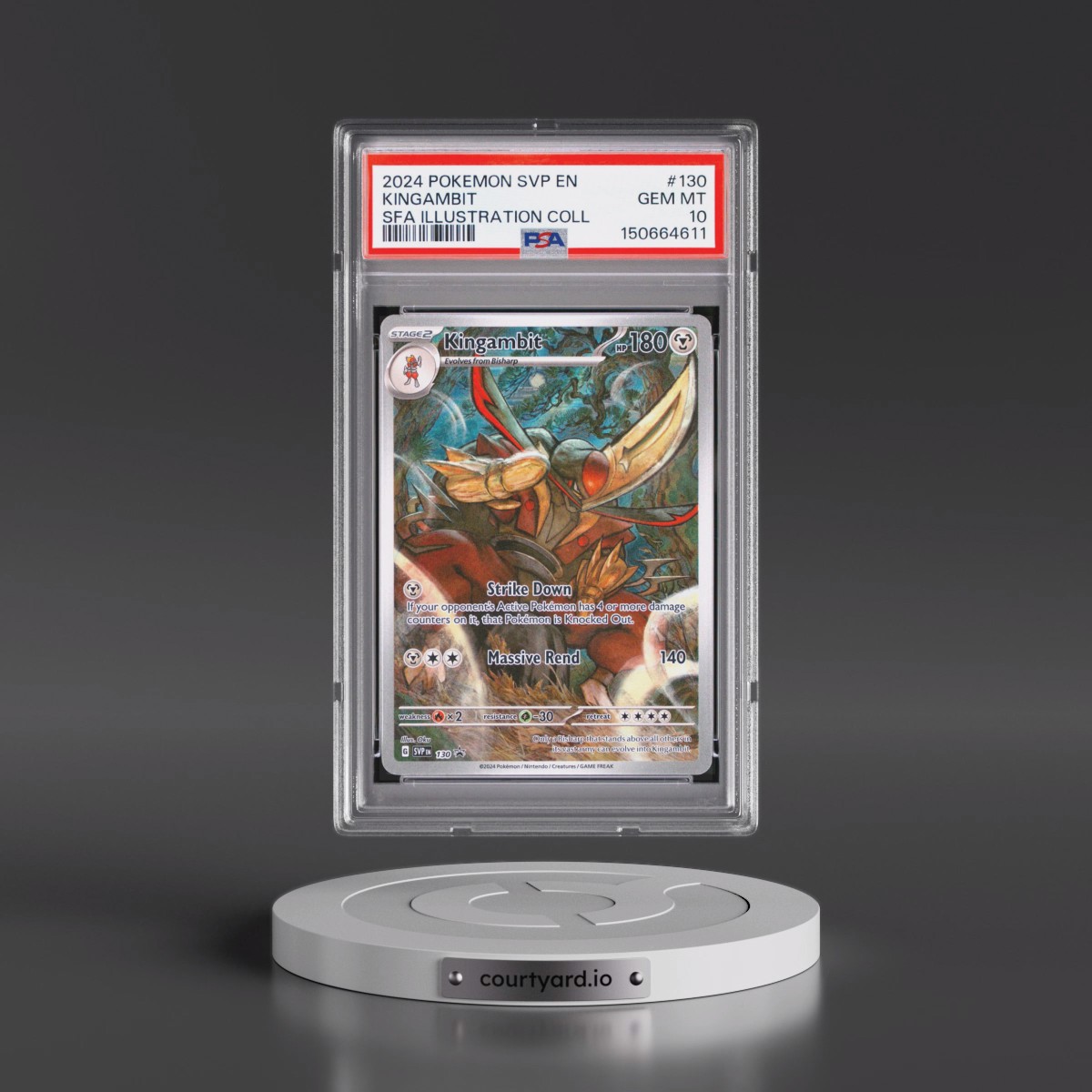 2024 Pokémon Svp EN-SV Black Star Promo #130 Kingambit - Shrouded Fable Illustration Collection (PSA 10 GEM MINT)