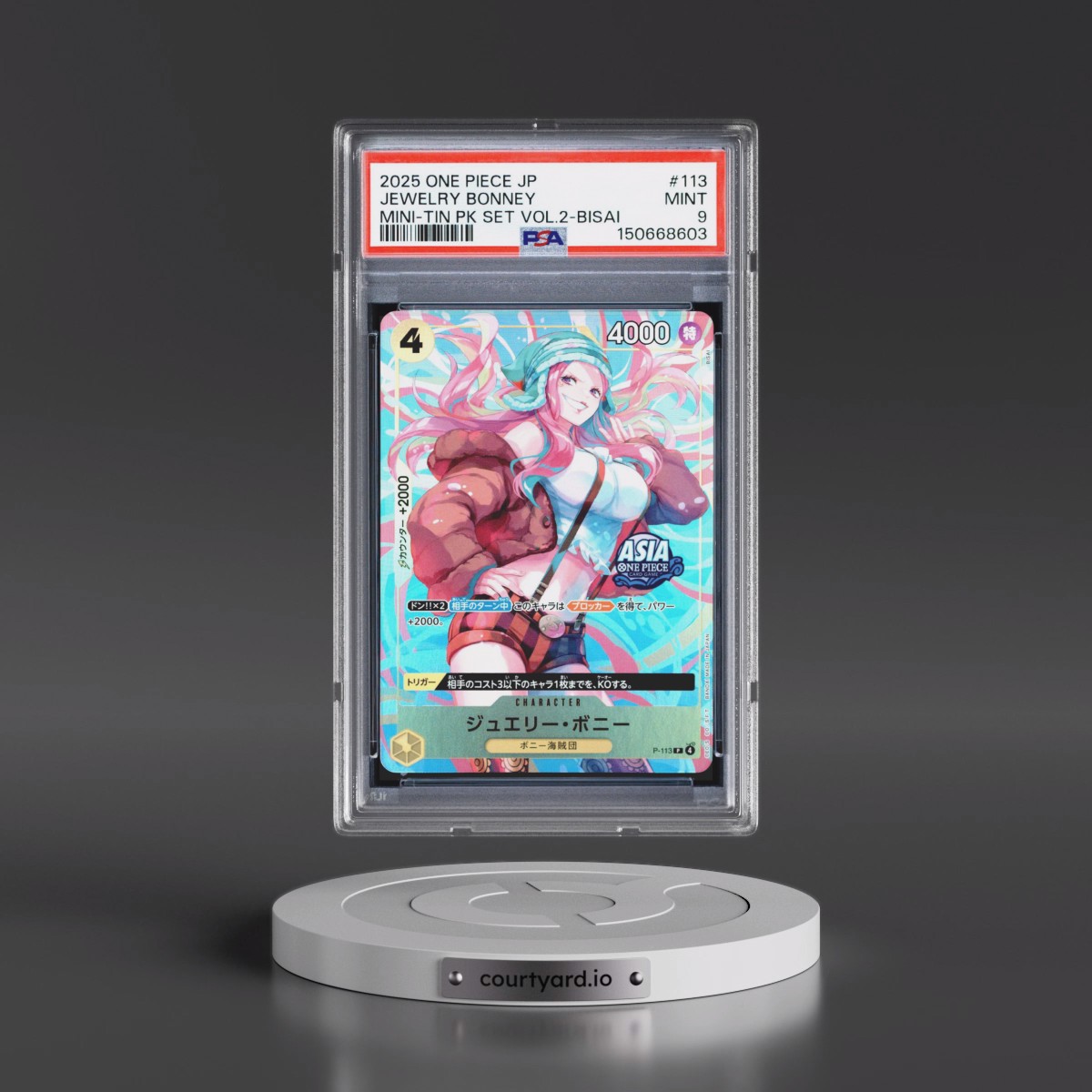 2025 One Piece Japanese Mini-Tin Pack Set Vol.2 #113 Jewelry Bonney - Bisai (PSA 9 MINT)