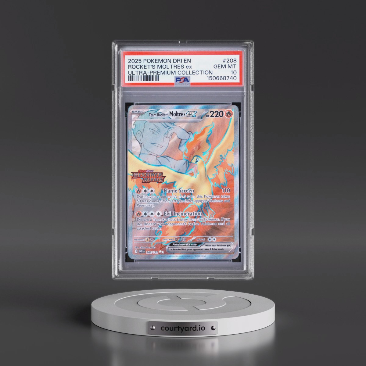 2025 Pokémon Dri EN-Destined Rivals #208 Team Rocket's Moltres EX - Holo Team Rocket's Moltres EX Ultra-Premium Collection (PSA 10 GEM MINT)