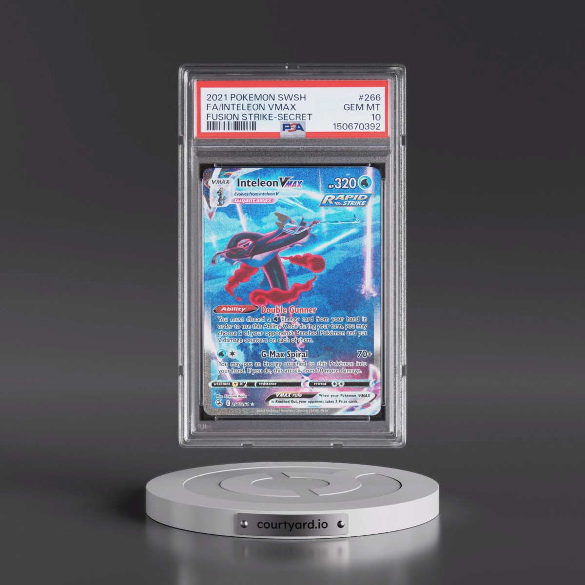 2021 Pokémon Sword & Shield Fusion Strike #266 Inteleon Vmax - Full Art Secret (PSA 10 GEM MINT)