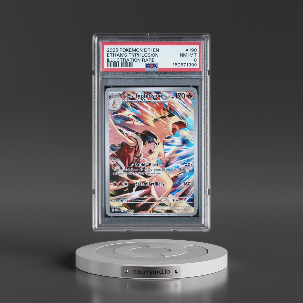2025 Pokémon Dri EN-Destined Rivals #190 Ethan's Typhlosion - Illustration Rare (PSA 8 NM-MT)