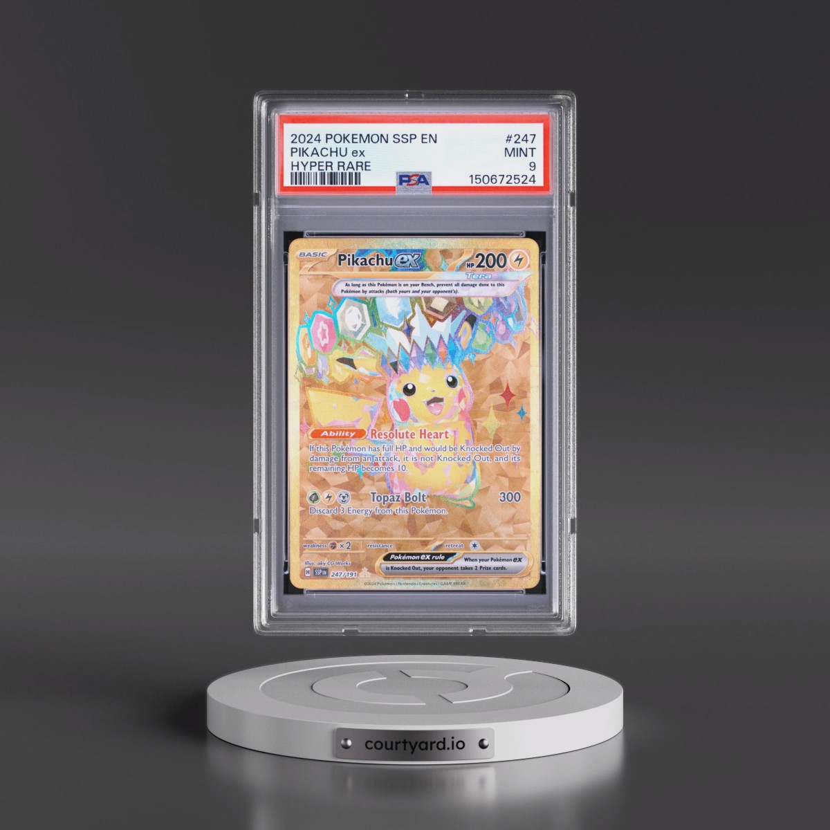 2024 Pokémon Ssp EN-Surging Sparks #247 Pikachu EX - Holo Hyper Rare (PSA 9 MINT)