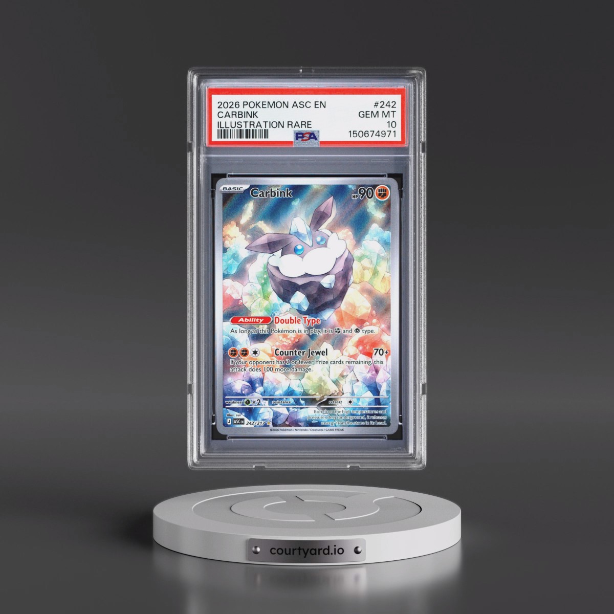 2026 Pokémon Asc EN-Ascended Heroes #242 Carbink - Illustration Rare (PSA 10 GEM MINT)