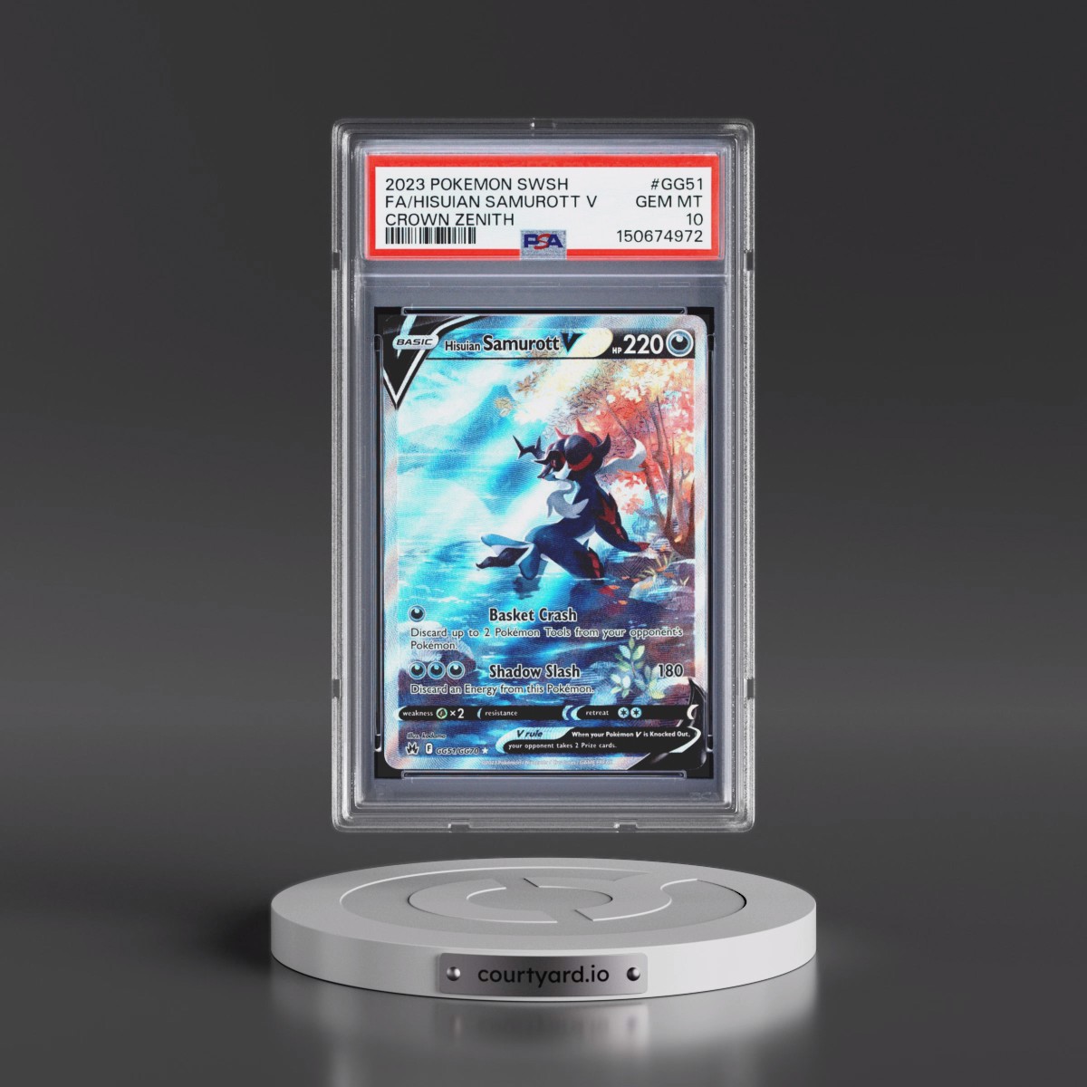 2023 Pokémon Sword and Shield Crown Zenith #GG51 Hisuian Samurott V - Holo Full Art (PSA 10 GEM MINT)