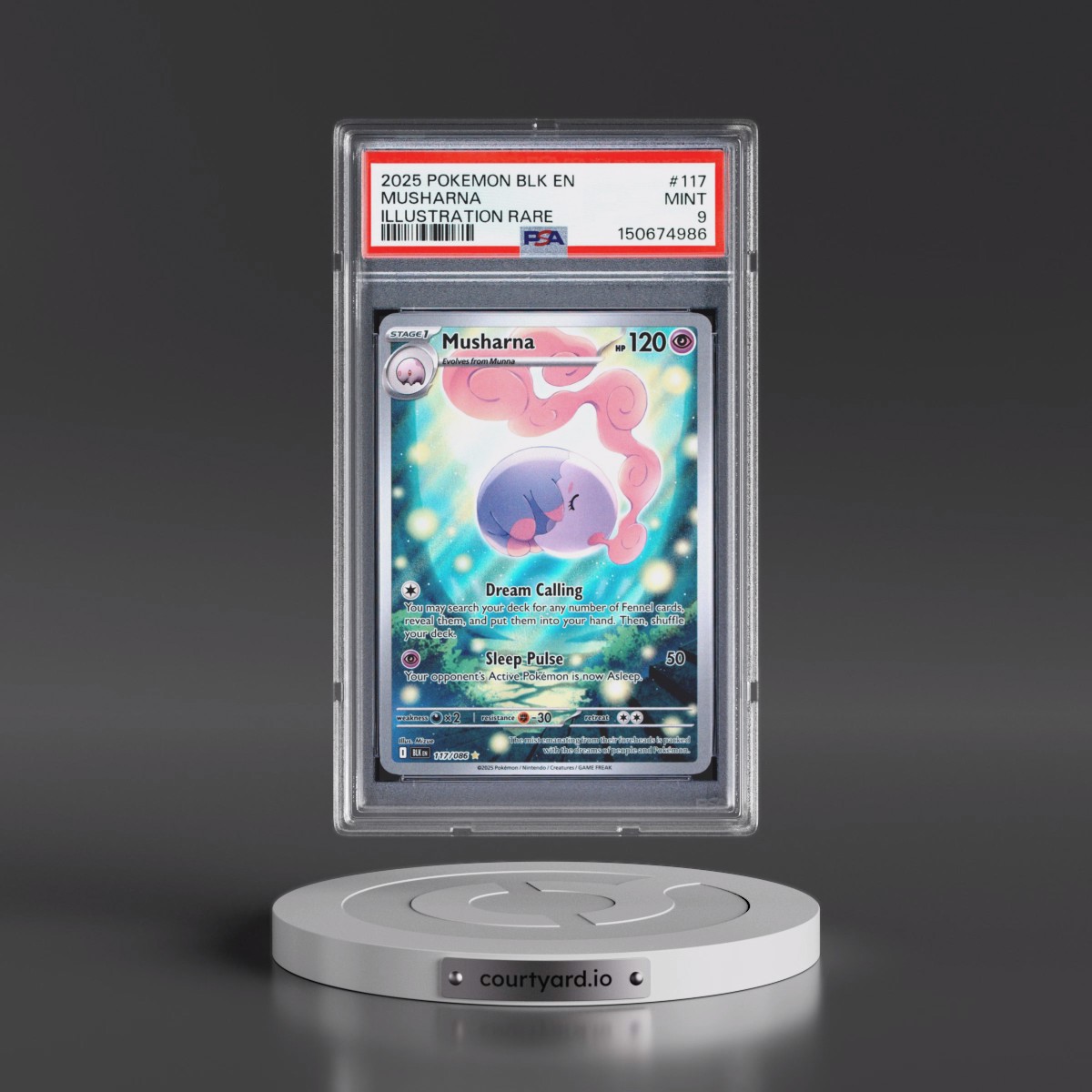2025 Pokémon Blk EN-Black Bolt #117 Musharna - Illustration Rare (PSA 9 MINT)