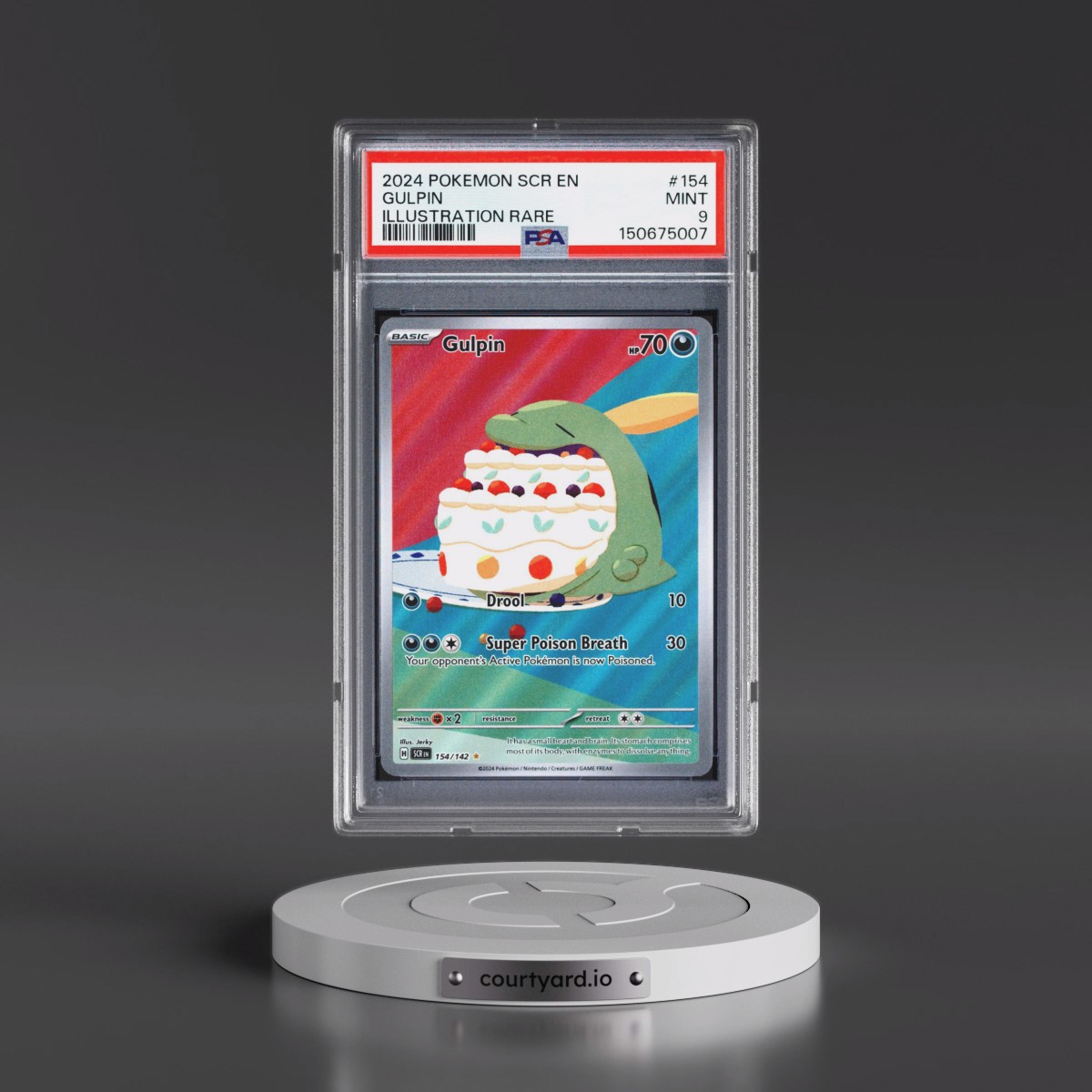 2024 Pokémon Scr EN-Stellar Crown #154 Gulpin - Illustration Rare (PSA 9 MINT)