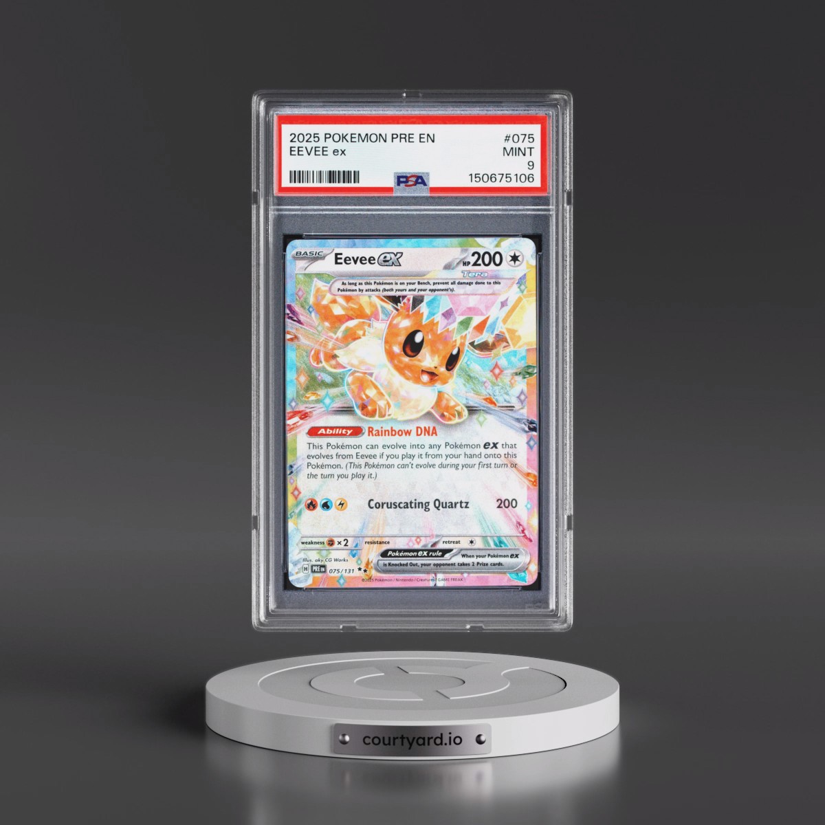 2025 Pokémon Pre EN-Prismatic Evolutions #075 Eevee EX - Holo (PSA 9 MINT)