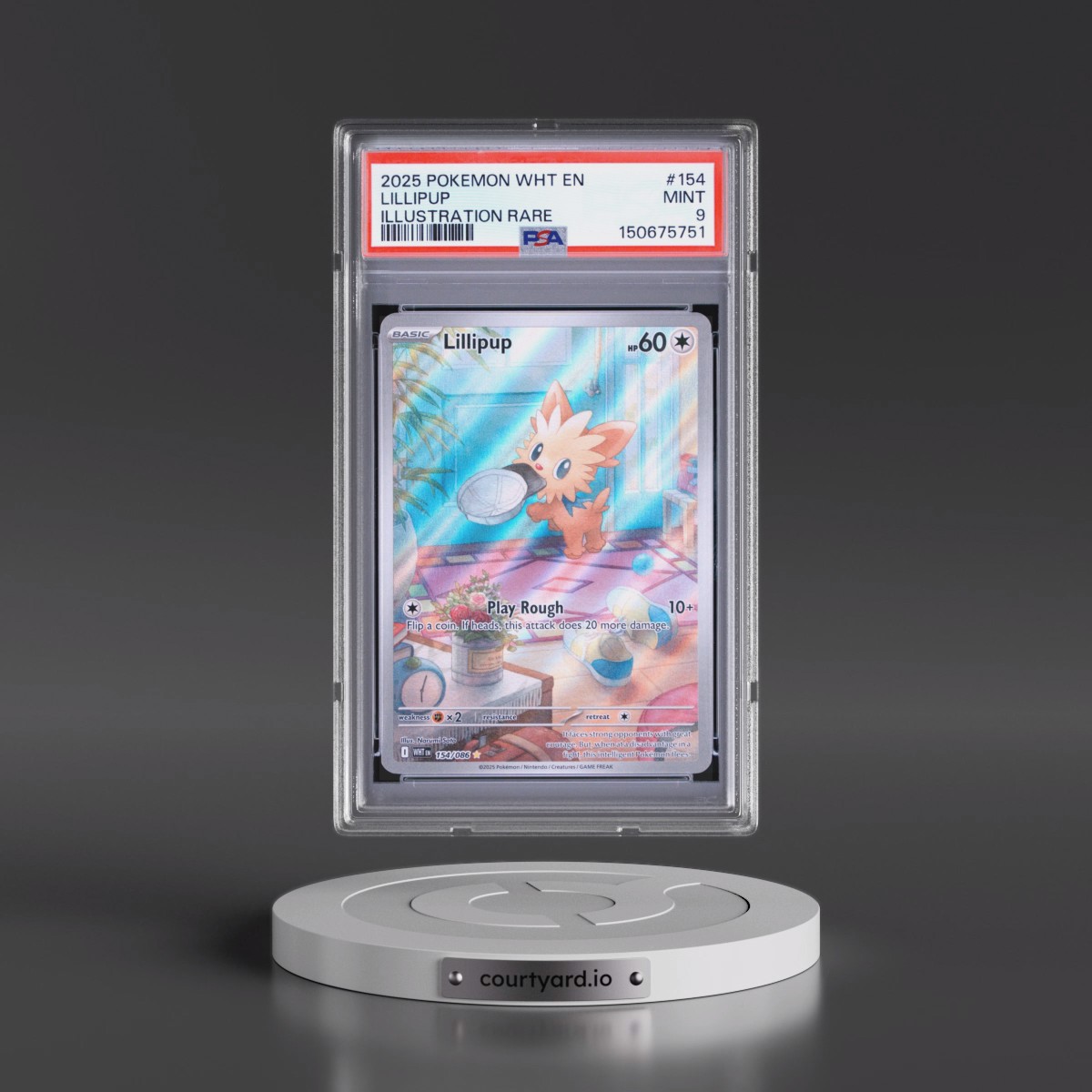 2025 Pokémon Wht EN-White Flare #154 Lillipup - Illustration Rare (PSA 9 MINT)