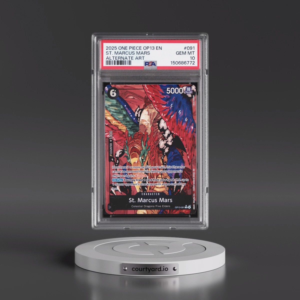 2025 One Piece OP13-Carrying on His Will #091 St. Marcus Mars - Alternate Art (PSA 10 GEM MINT)