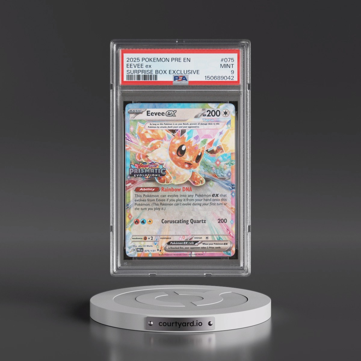 2025 Pokémon Pre EN-Prismatic Evolutions #075 Eevee EX - Holo Surprise Box Exclusive (PSA 9 MINT)
