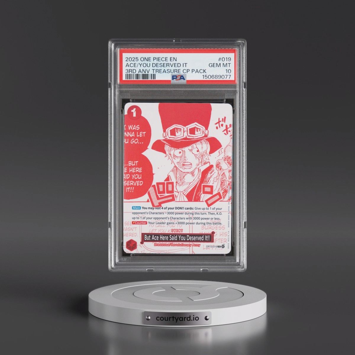 2025 One Piece 3rd Anniversary! One Piece Card Treasure Campaign Pack #019 But Ace Here Said You Deserved It!! (PSA 10 GEM MINT)