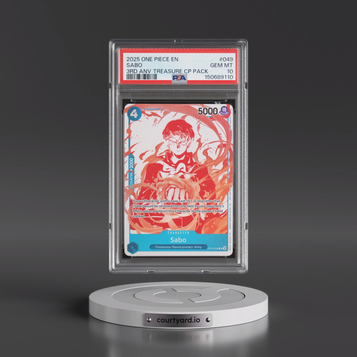 2025 One Piece 3rd Anniversary! One Piece Card Treasure Campaign Pack #049 Sabo (PSA 10 GEM MINT)