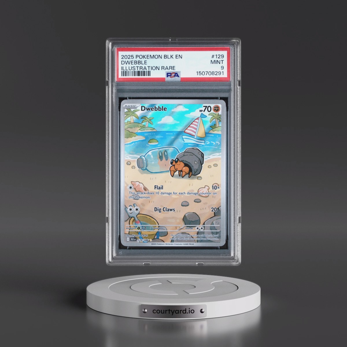 2025 Pokémon Blk EN-Black Bolt #129 Dwebble - Illustration Rare (PSA 9 MINT)